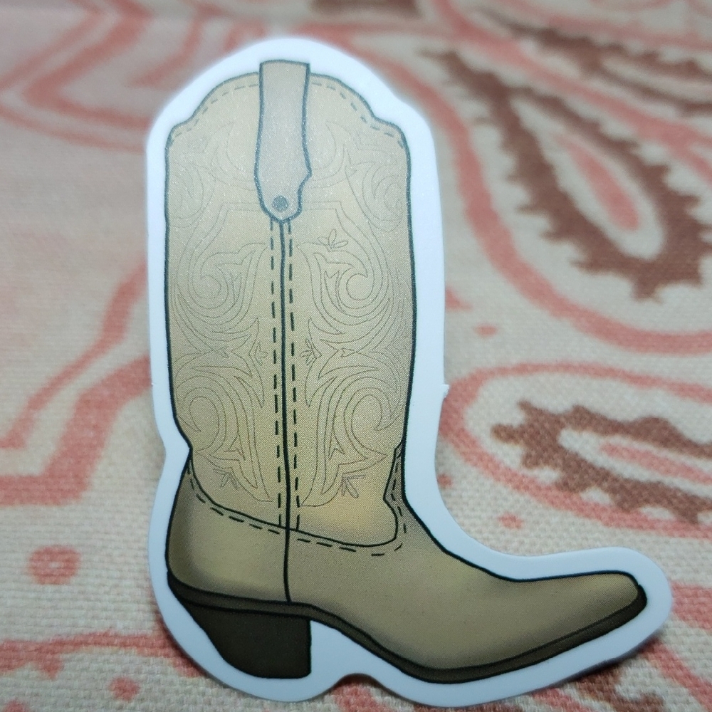 Tan Western Cowgirl Boot Sticker (J)
